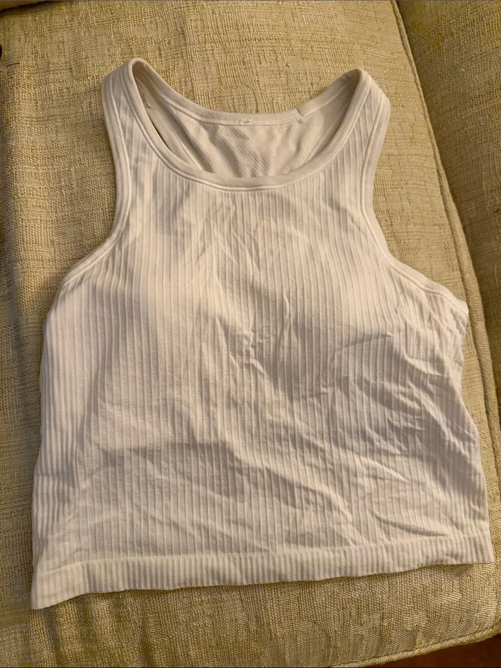 lululemon athletica White Ribbed Cropped Tank